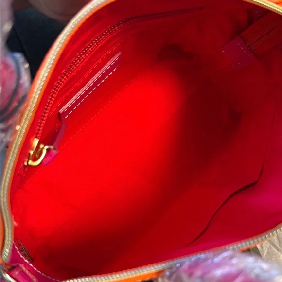 Dooney & Bourke Orange and Pink Satchel Bag - Picture 7 of 7